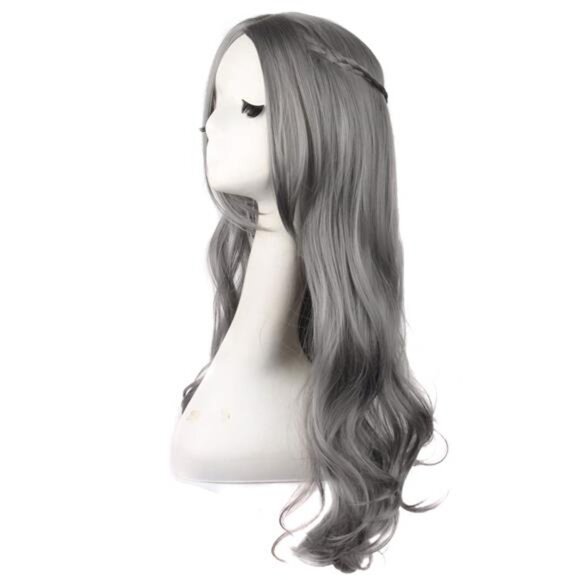 70cm/28 Inch Carve Bangs Beautiful Long Curly Wavy Hair Cosplay Wig(Granny Gray) - Picture 2 of 5